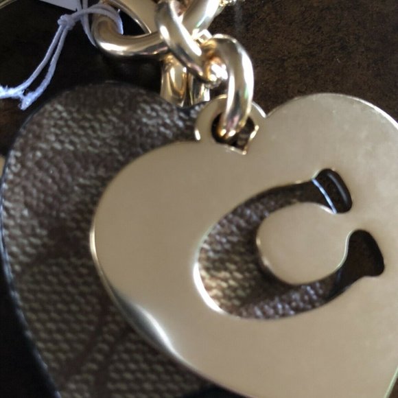 NWT! COACH SIGNATURE HEART KEYCHAIN CHARM FOB - Picture 4 of 7